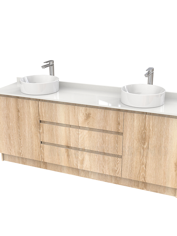 Mueble vanitorio al piso doble para lavamanos de sobreponer de 170cm /  M2-1738-DP / Cava 1