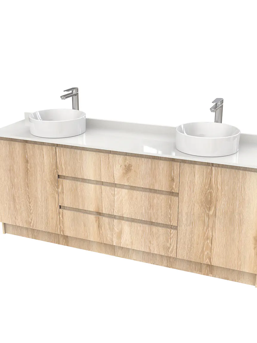 Mueble vanitorio al piso doble para lavamanos de sobreponer de 170cm /  M2-1738-DP / Cava 1