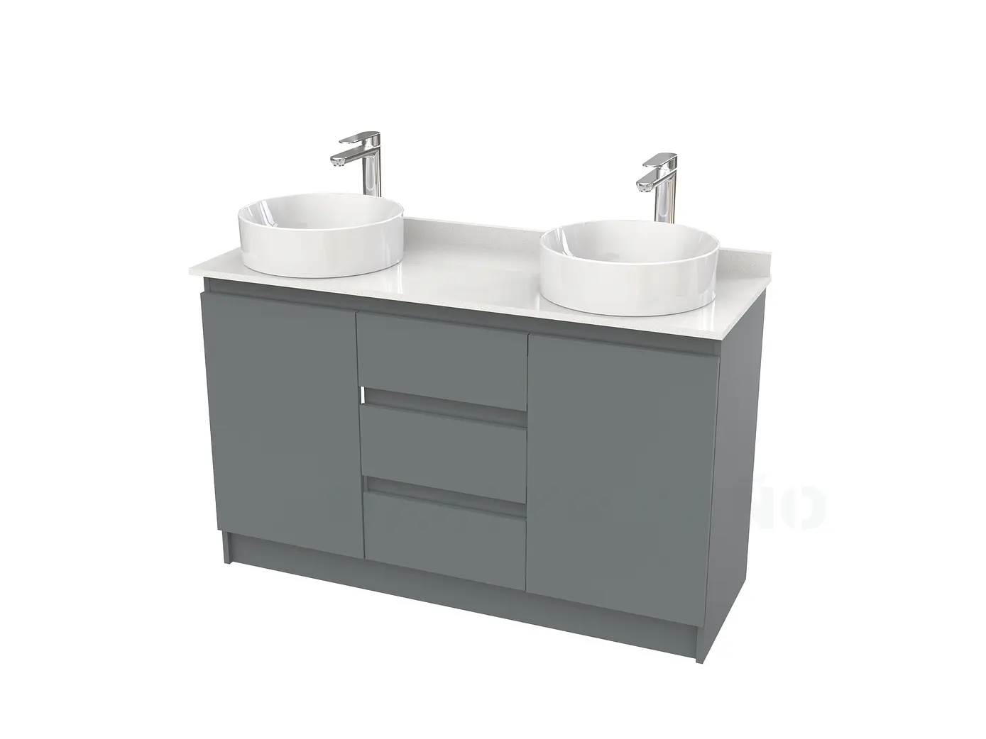 Mueble vanitorio al piso doble para lavamanos de sobreponer de 130cm /  M2-1338-DP / Grafito 1