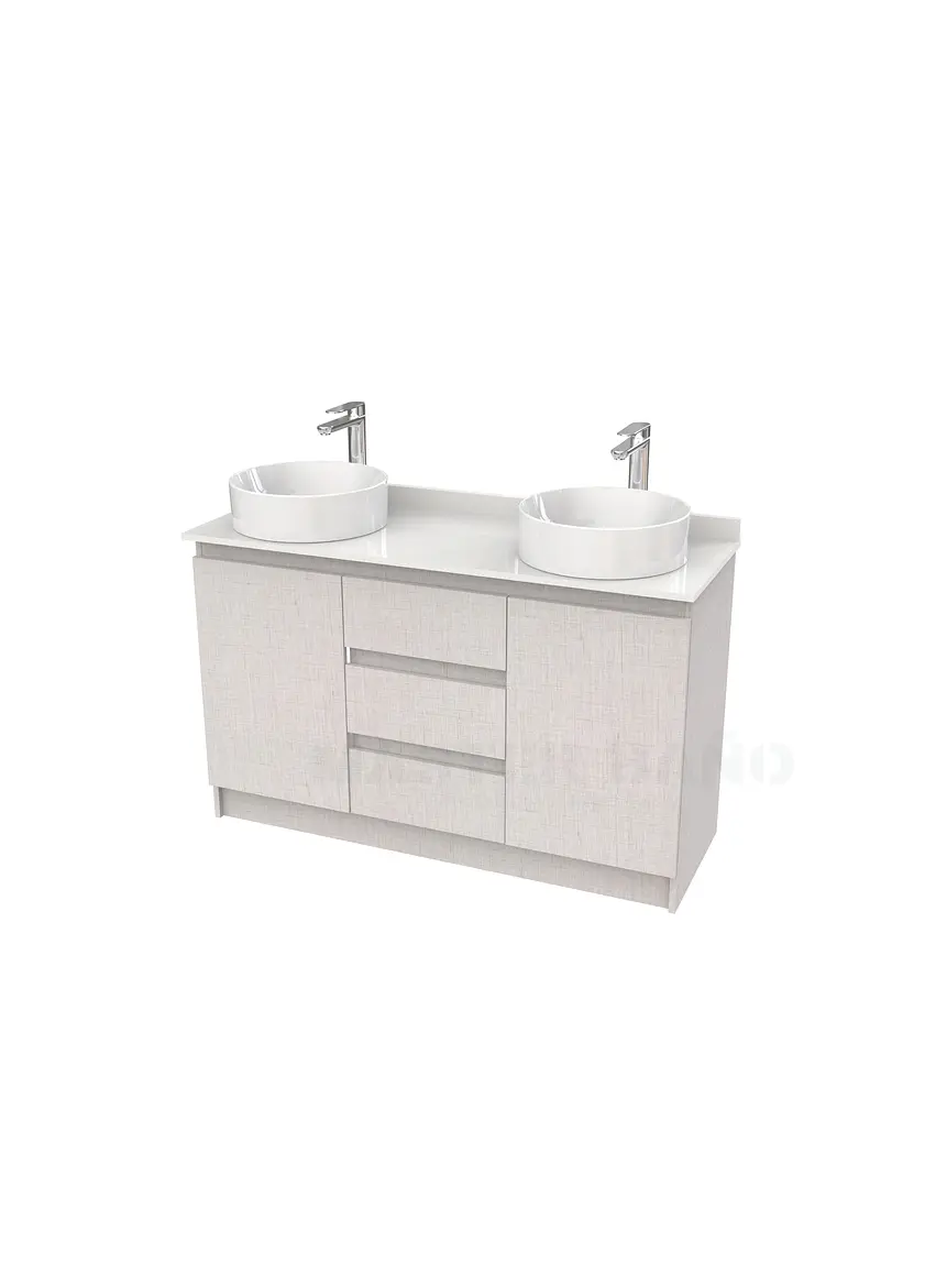 Mueble vanitorio al piso doble para lavamanos de sobreponer de 130cm /  M2-1338-DP / Giorno 1