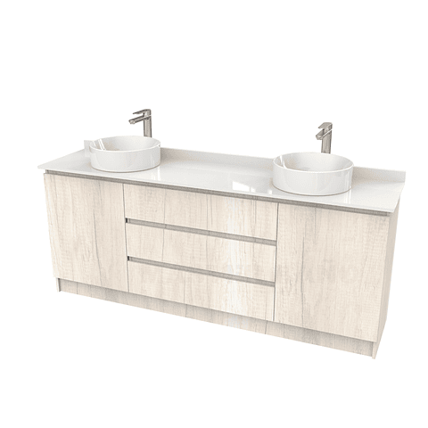 Mueble vanitorio al piso doble para lavamanos de sobreponer de 180cm /  M2-1838-DP / Toscana