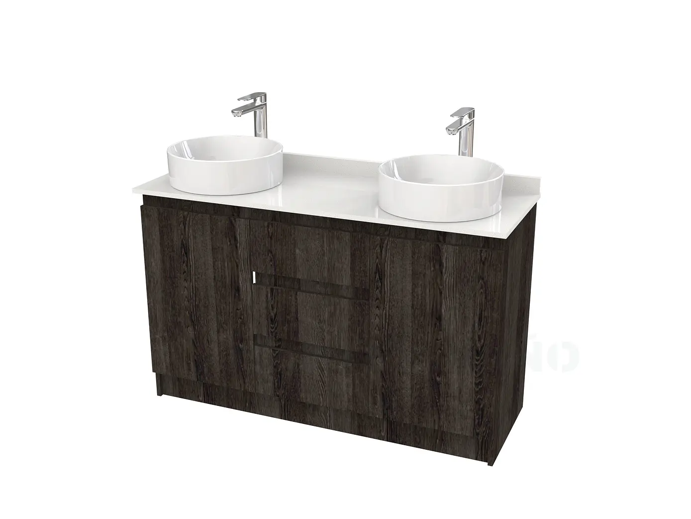 Mueble vanitorio al piso doble para lavamanos de sobreponer de 130cm /  M2-1338-DP / Espresso 1