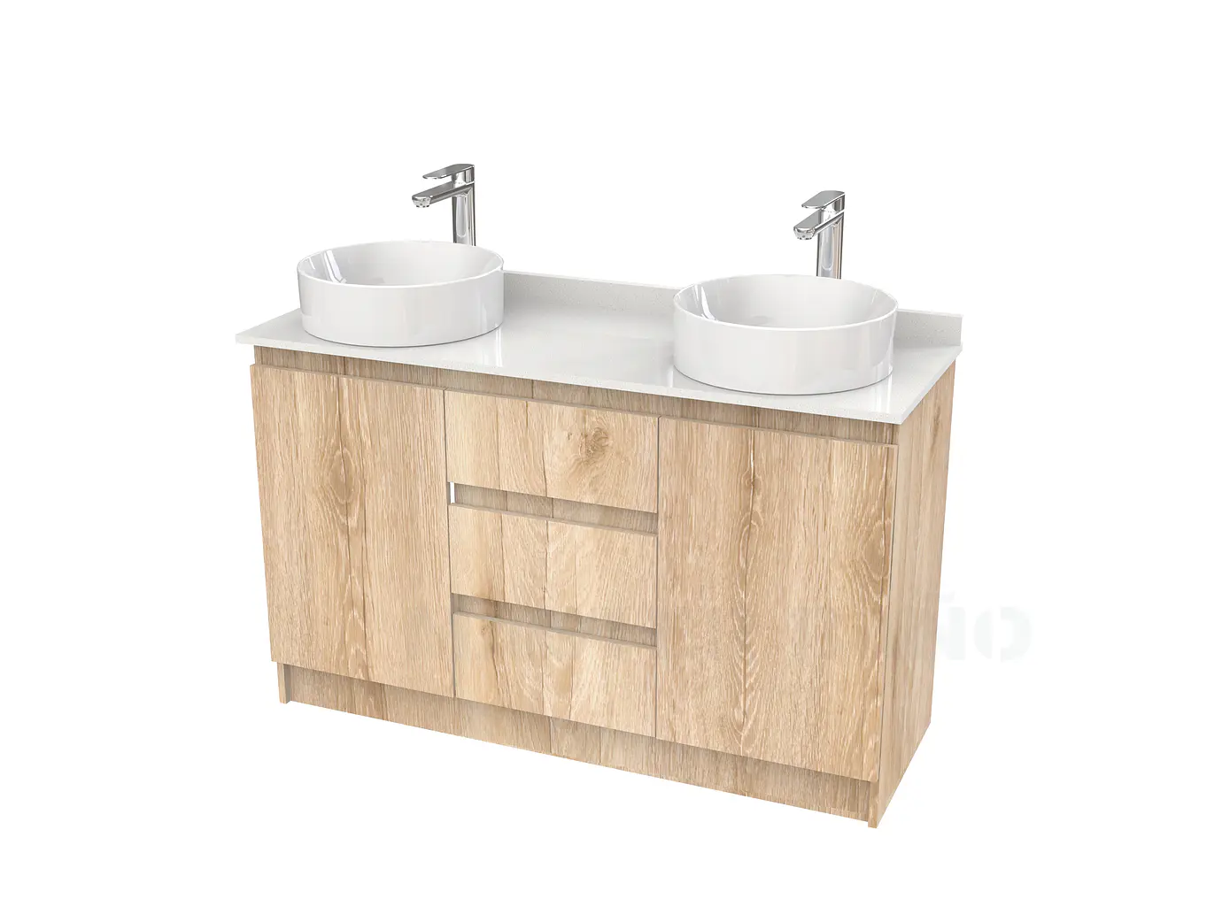 Mueble vanitorio al piso doble para lavamanos de sobreponer de 130cm /  M2-1338-DP / Cava 1