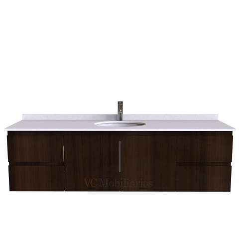 Mueble Vanitorio aereo simple de 160 cm M2-1603 / Chocolate