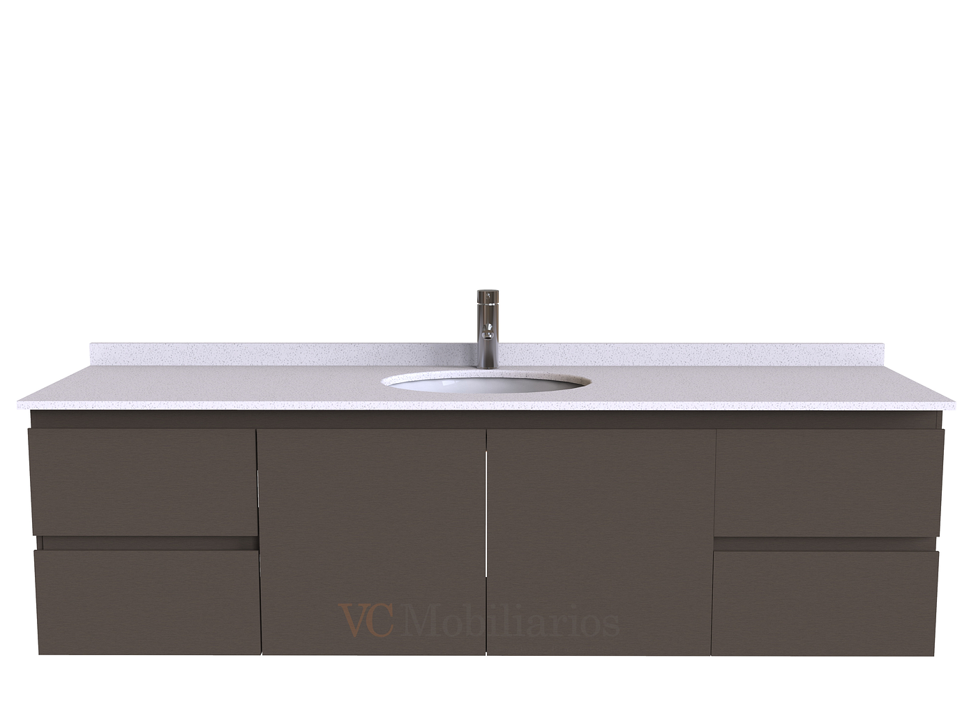 Mueble Vanitorio aereo simple de 160 cm M2-1603 / Titanio 1