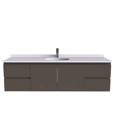 Mueble Vanitorio aereo simple de 160 cm M2-1603 / Titanio