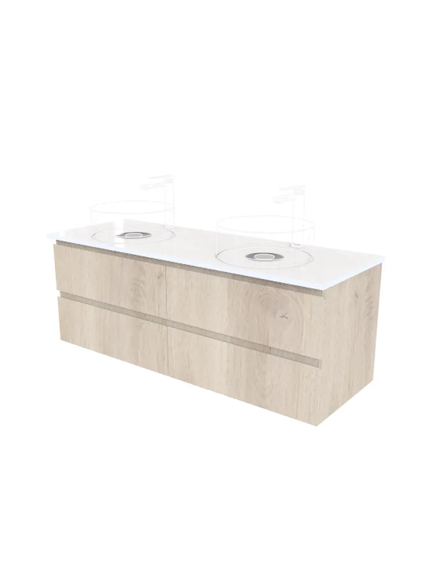 Mueble Vanitorio aereo para lavamanos sobre poner doble de 140 cm M2-1400-SPA / JEREZ 1