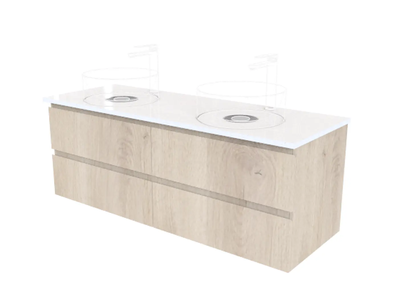 Mueble Vanitorio aereo para lavamanos sobre poner doble de 140 cm M2-1400-SPA / JEREZ 1