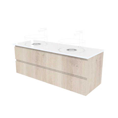 Mueble Vanitorio aereo para lavamanos sobre poner doble de 140 cm M2-1400-SPA / JEREZ