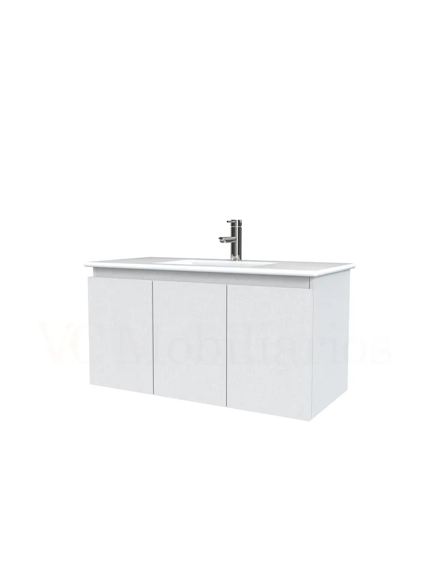 Mueble vanitorio aereo con cubierta de loza de 90 cm  /  M0-901-A / Giorno 1