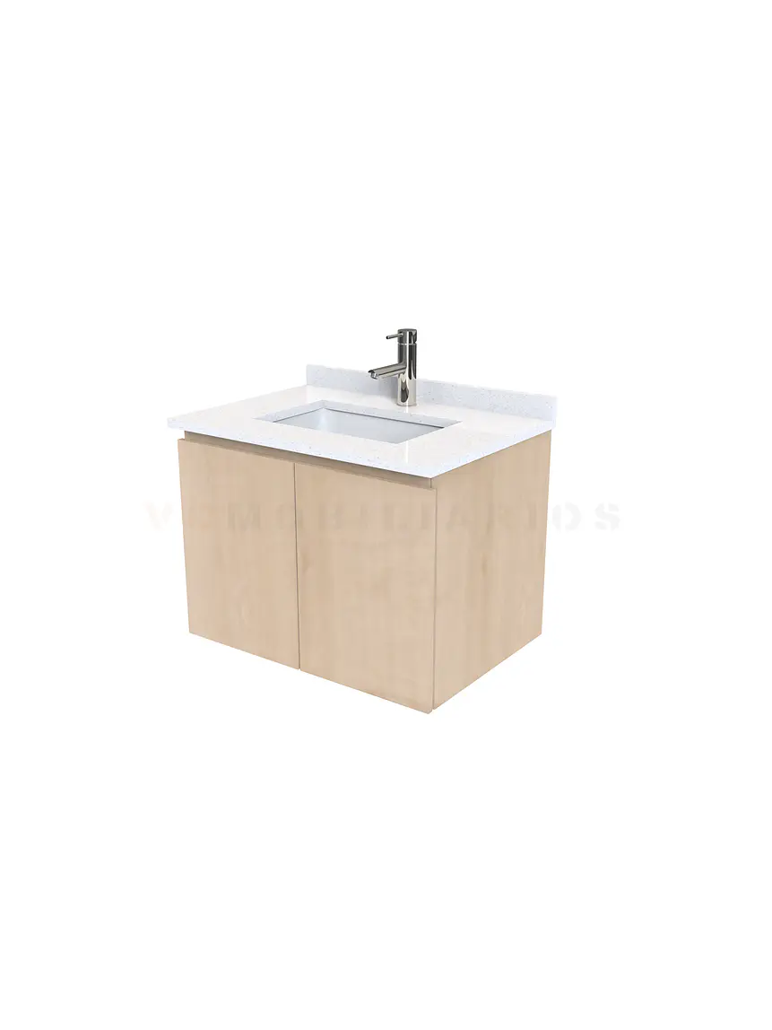 Mueble vanitorio aereo de 60 cm con cubierta de cuarzo / M0-638-A / Rustico 1