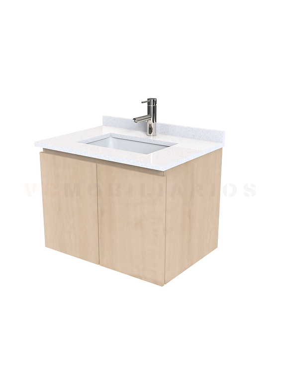 Mueble vanitorio aereo de 60 cm con cubierta de cuarzo / M0-638-A / Rustico 1