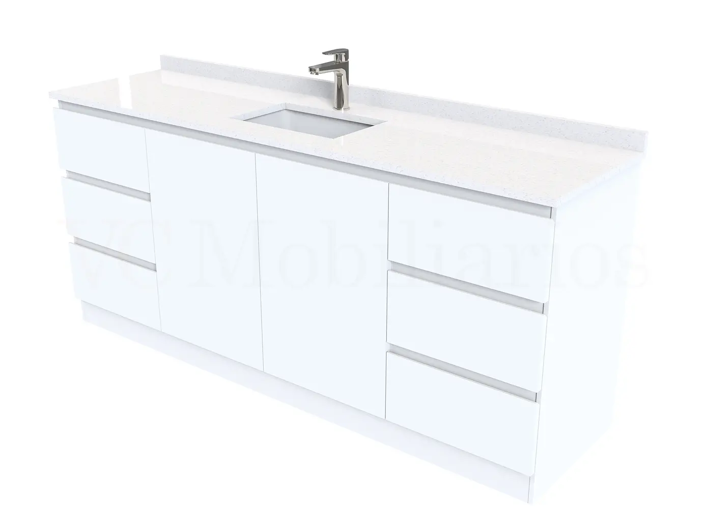 Mueble vanitorio simple al piso de 180 cm / M2-1838 / Blanco 1