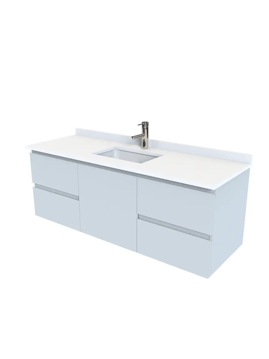 Mueble vanitorio Aéreo de 150 cm con cubierta de cuarzo / M2-1523 -A / Gris Humo 1