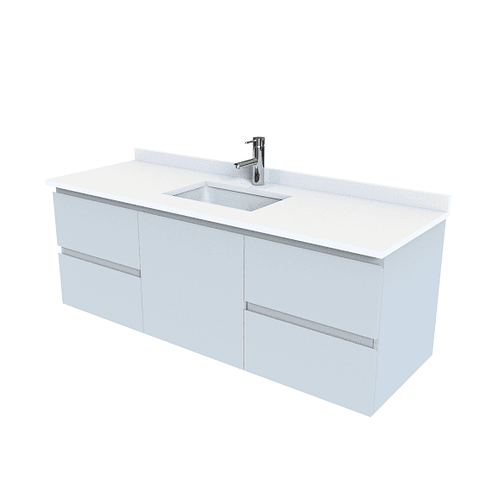 Mueble vanitorio Aéreo de 150 cm con cubierta de cuarzo / M2-1523 -A / Gris Humo