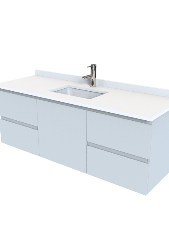 Mueble vanitorio Aéreo de 150 cm con cubierta de cuarzo / M2-1523 -A / Gris Humo 1