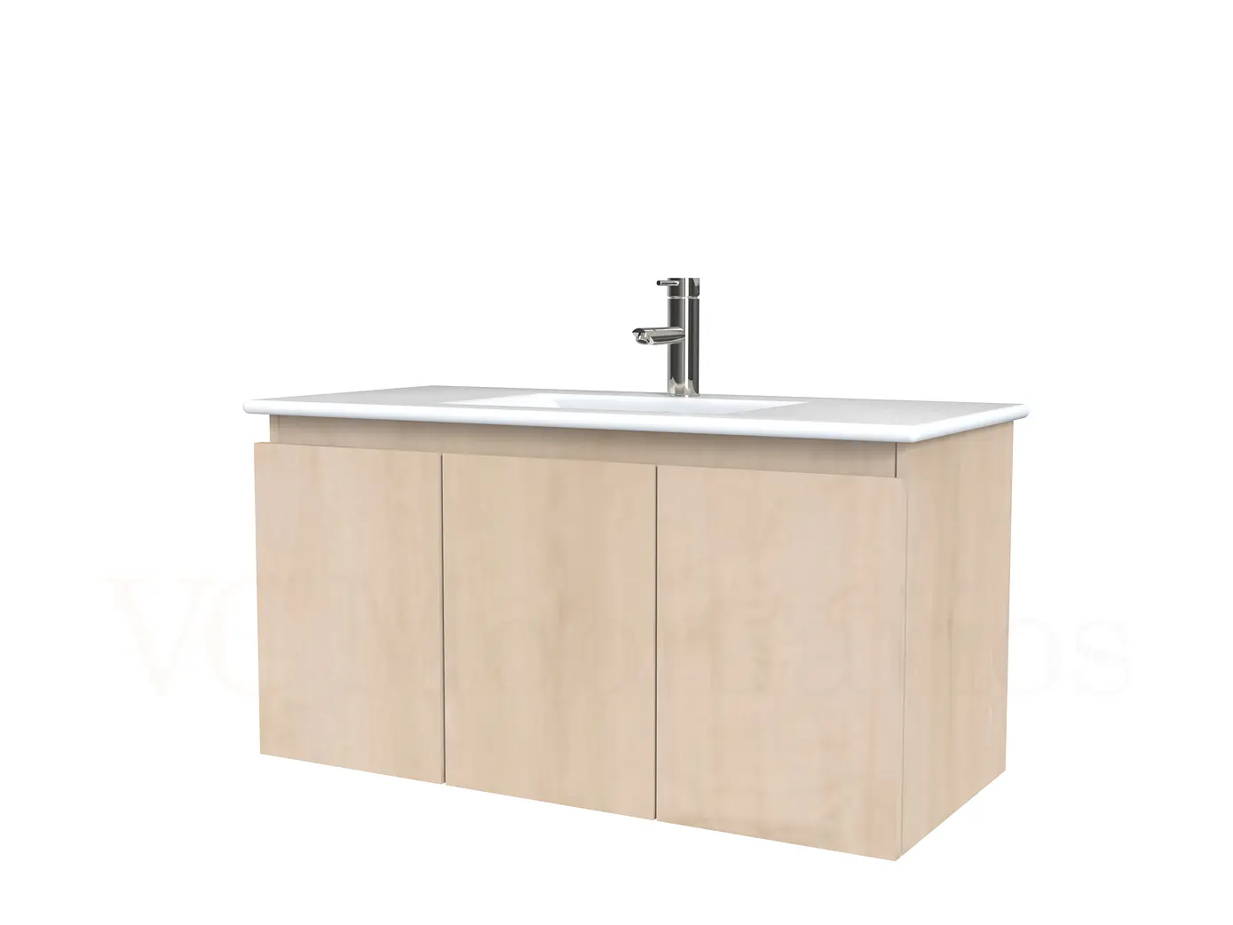 Mueble vanitorio aereo con cubierta de loza de 90 cm  /  M0-901-A / Rustico 1