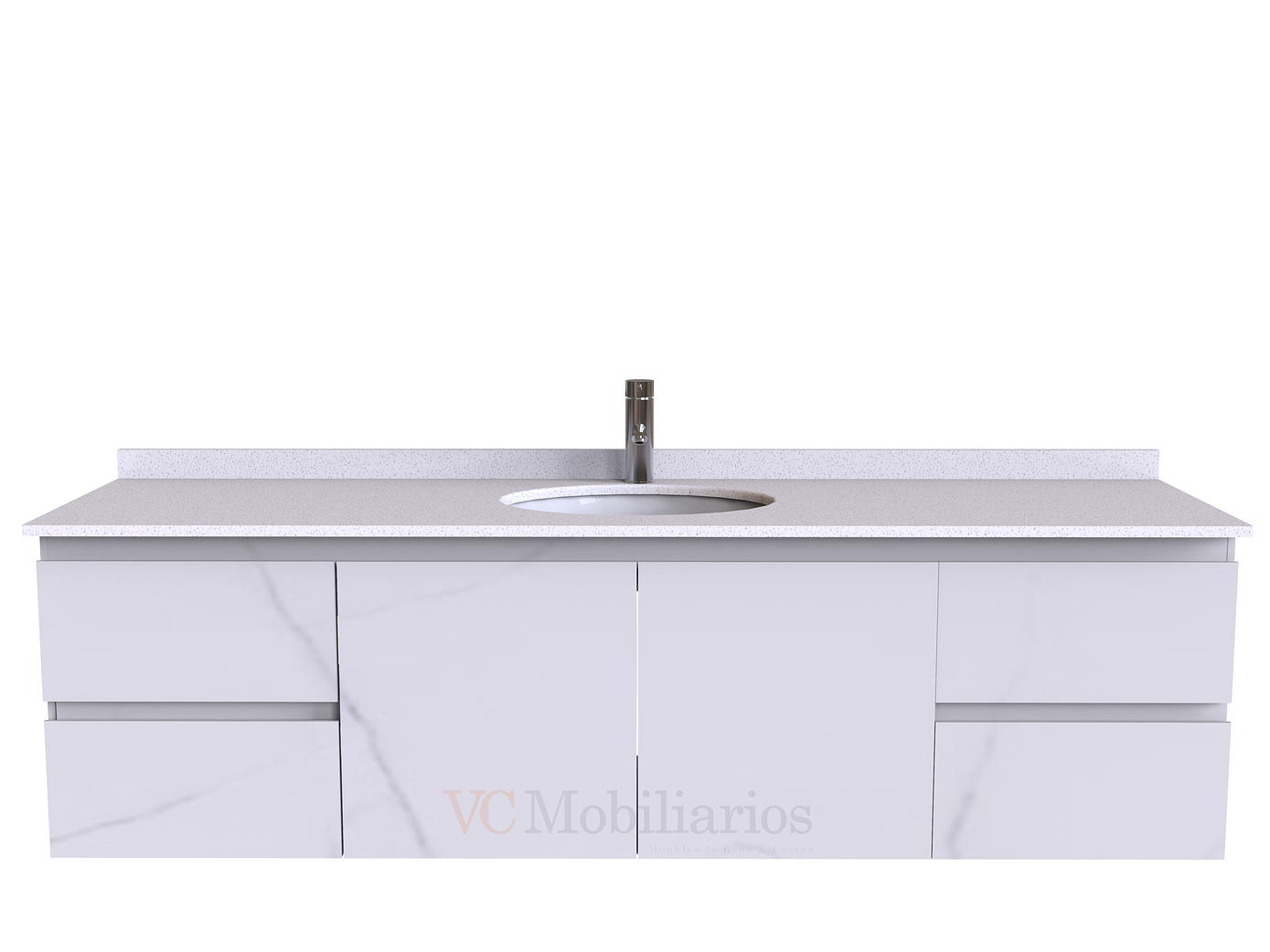 Mueble Vanitorio aereo simple de 160 cm M2-1603 / Marmara 1