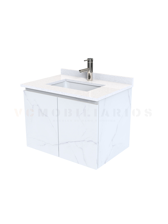 Mueble vanitorio aereo de 60 cm con cubierta de cuarzo / M0-638-A / Marmara 1