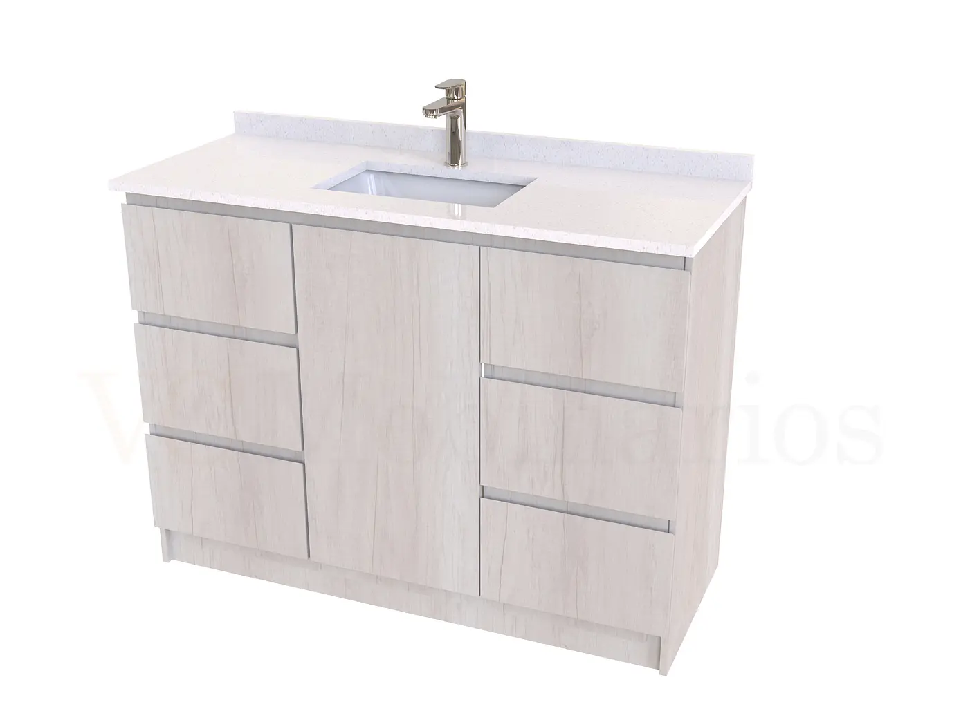 Mueble vanitorio al piso de 120 cm con cubierta de cuarzo M6-1238 / Toscana 1