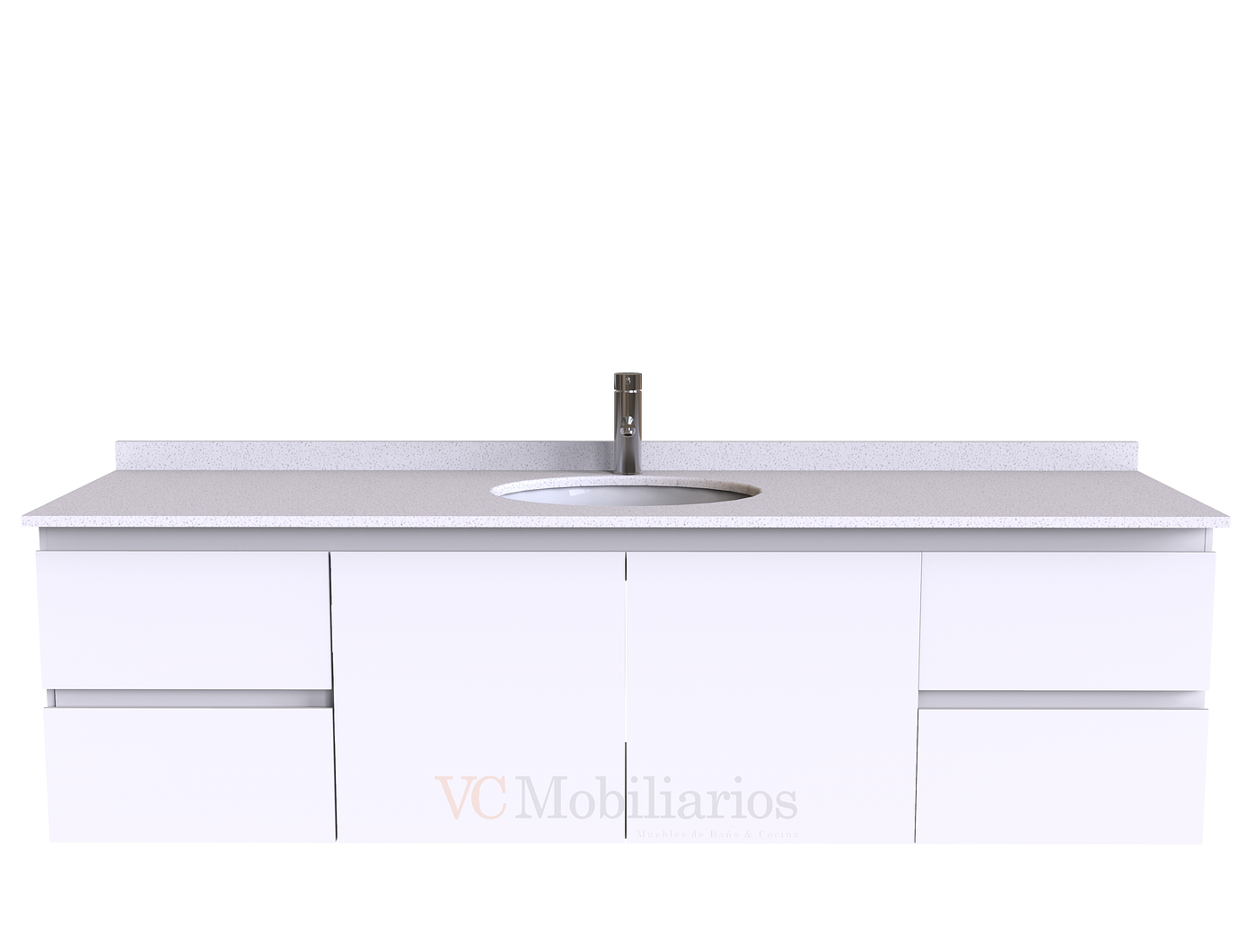 Mueble Vanitorio aereo simple de 160 cm M2-1603 / Blanco 1