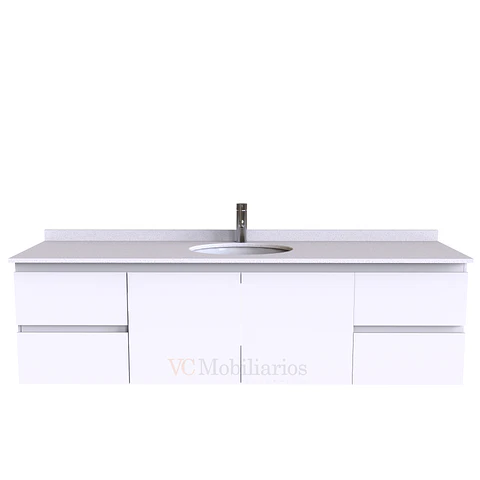 Mueble Vanitorio aereo simple de 160 cm M2-1603 / Blanco