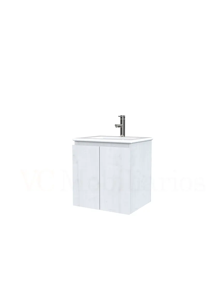 Mueble vanitorio aereo con cubierta de loza de 50 cm  /  M0-501-A / Alaska 1