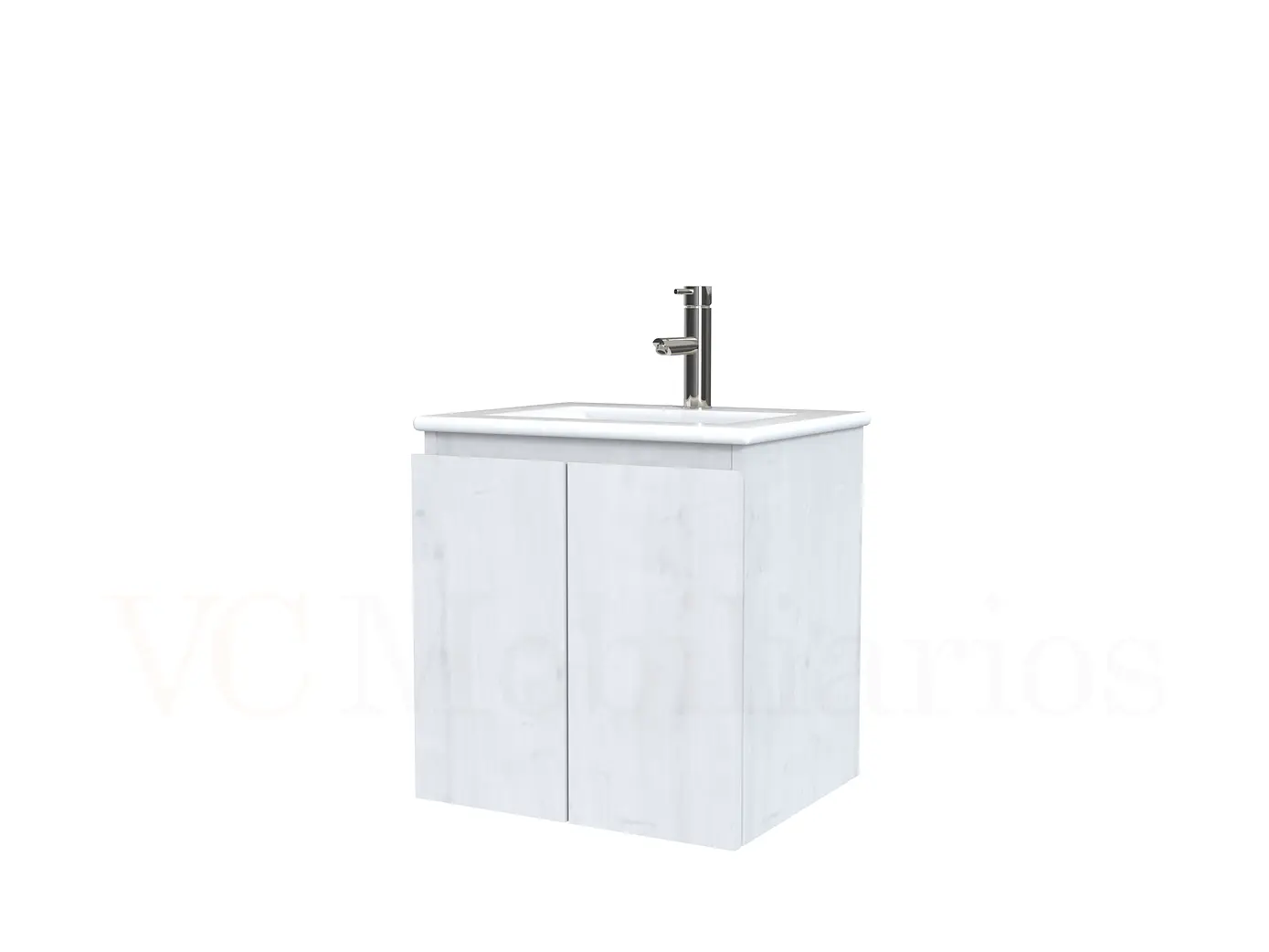 Mueble vanitorio aereo con cubierta de loza de 50 cm  /  M0-501-A / Alaska 1