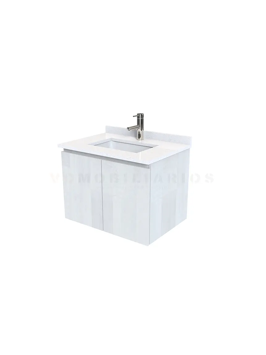 Mueble vanitorio aereo de 60 cm con cubierta de cuarzo / M0-638-A / Legno 1