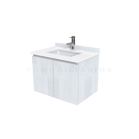 Mueble vanitorio aereo de 60 cm con cubierta de cuarzo / M0-638-A / Legno