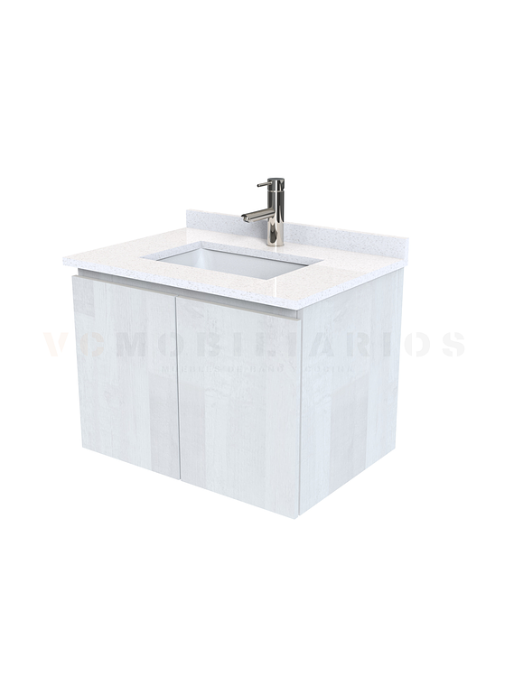 Mueble vanitorio aereo de 60 cm con cubierta de cuarzo / M0-638-A / Legno 1