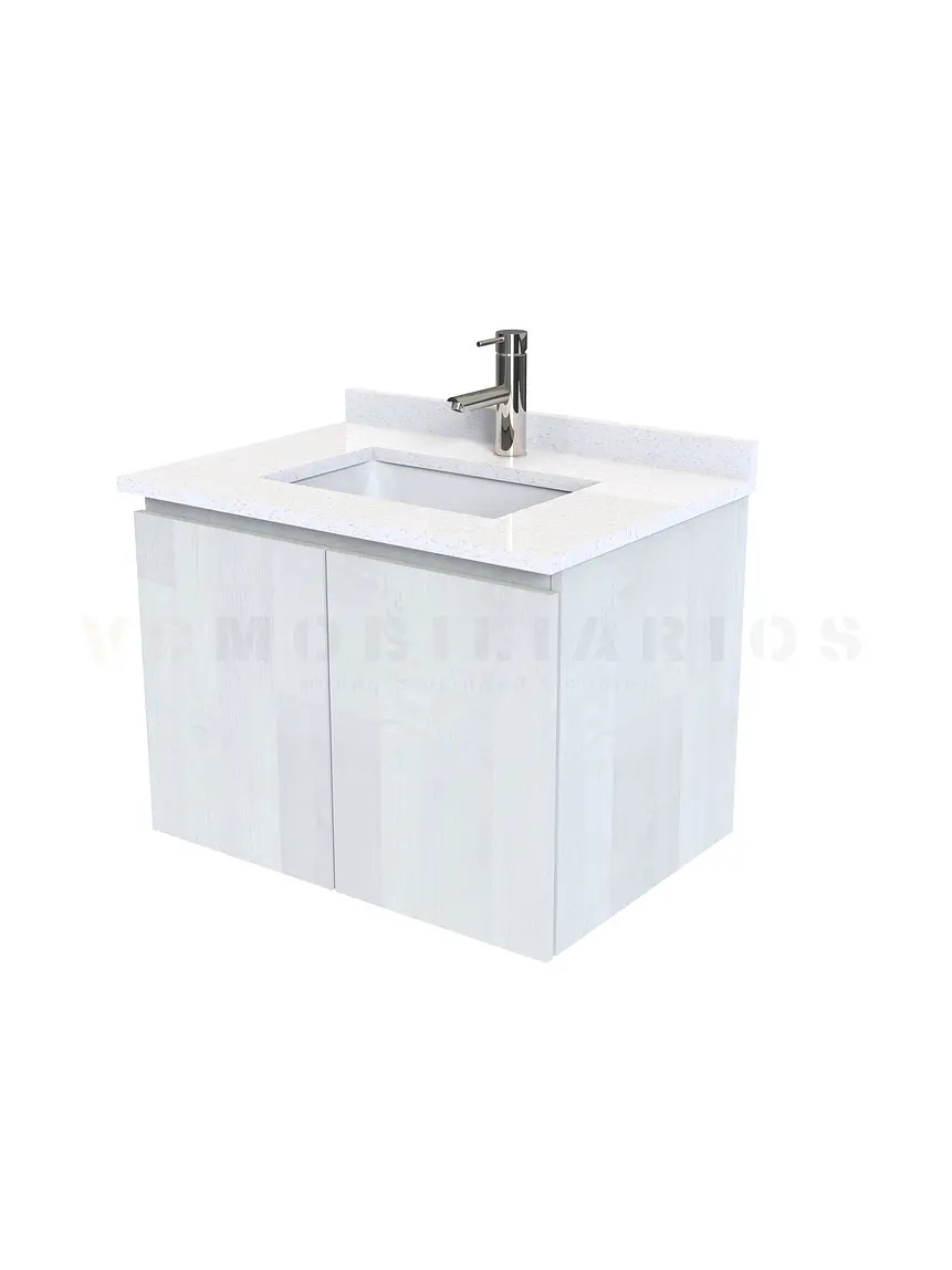 Mueble vanitorio aereo de 60 cm con cubierta de cuarzo / M0-638-A / Legno 1