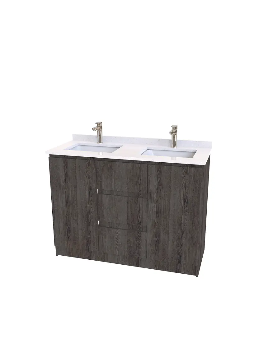 Mueble vanitorio Doble al piso con cubierta de cuarzo  de 120 cm /  M2-1234 -D / Espresso 1
