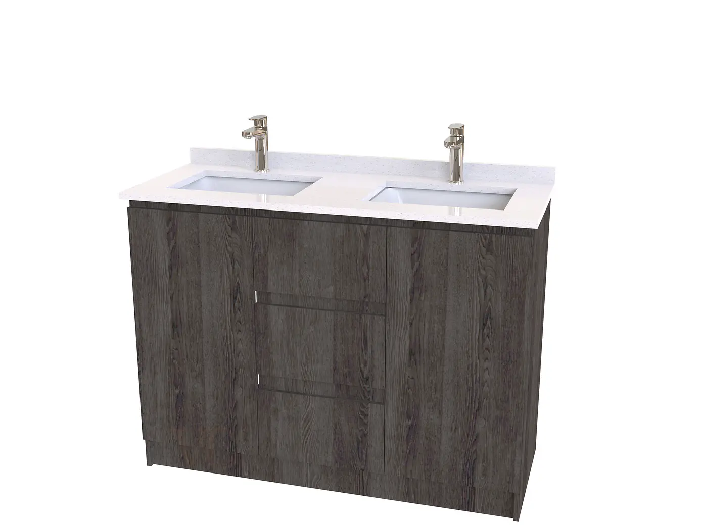 Mueble vanitorio Doble al piso con cubierta de cuarzo  de 120 cm /  M2-1234 -D / Espresso 1