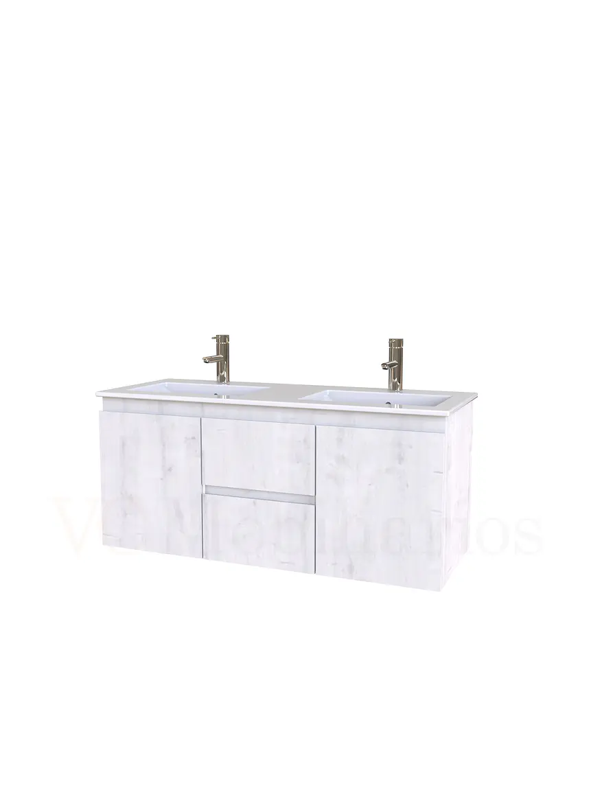 Mueble vanitorio Doble Aéreo  de 120 cm con cubierta de loza  /  M2-1221 -DA / Alaska 1