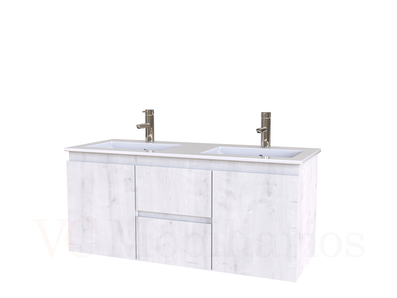 Mueble vanitorio Doble Aéreo  de 120 cm con cubierta de loza  /  M2-1221 -DA / Alaska 1