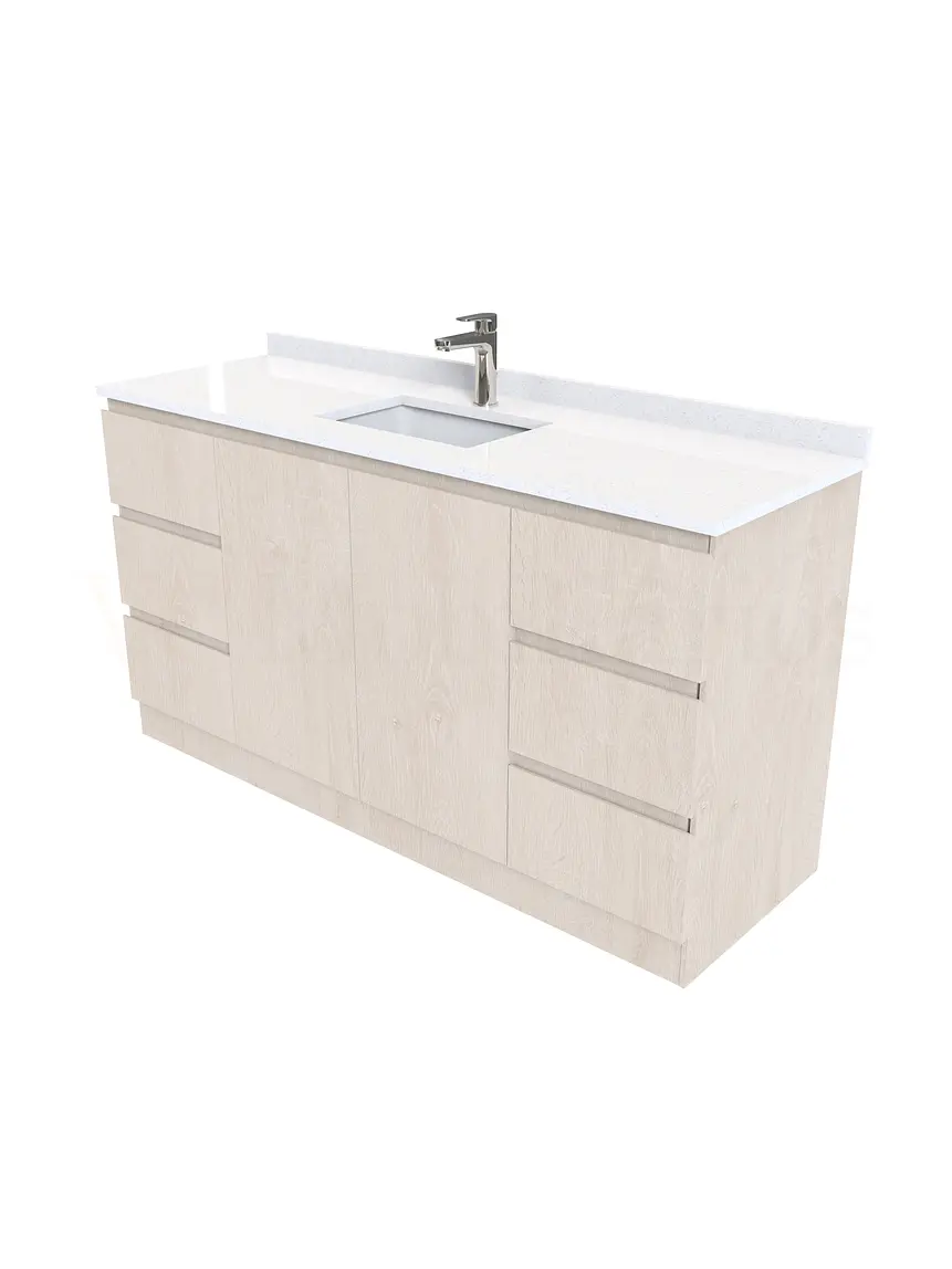 Mueble vanitorio al piso de 140 cm con cubierta de cuarzo M6-1438 /  Provenzal 2