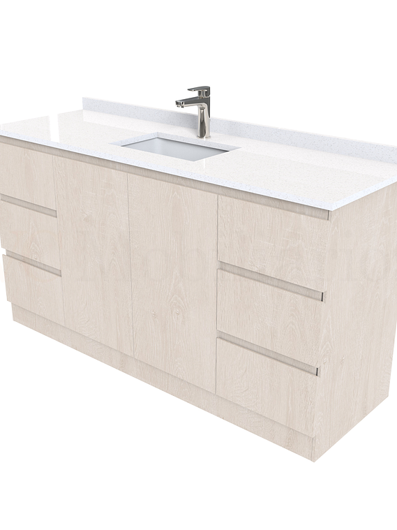 Mueble vanitorio al piso de 140 cm con cubierta de cuarzo M6-1438 /  Provenzal 1