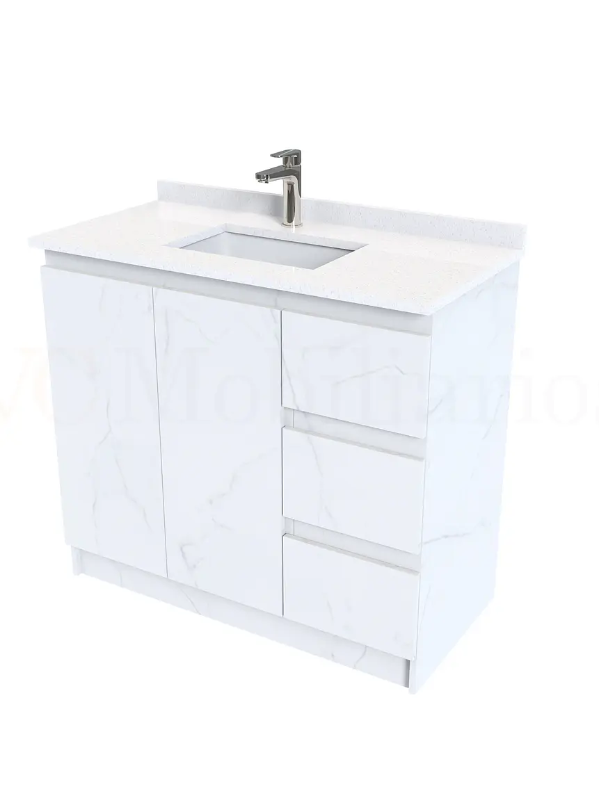 Mueble vanitorio al piso de 100 cm con cubierta de cuarzo M2-1038 / Marmara 2
