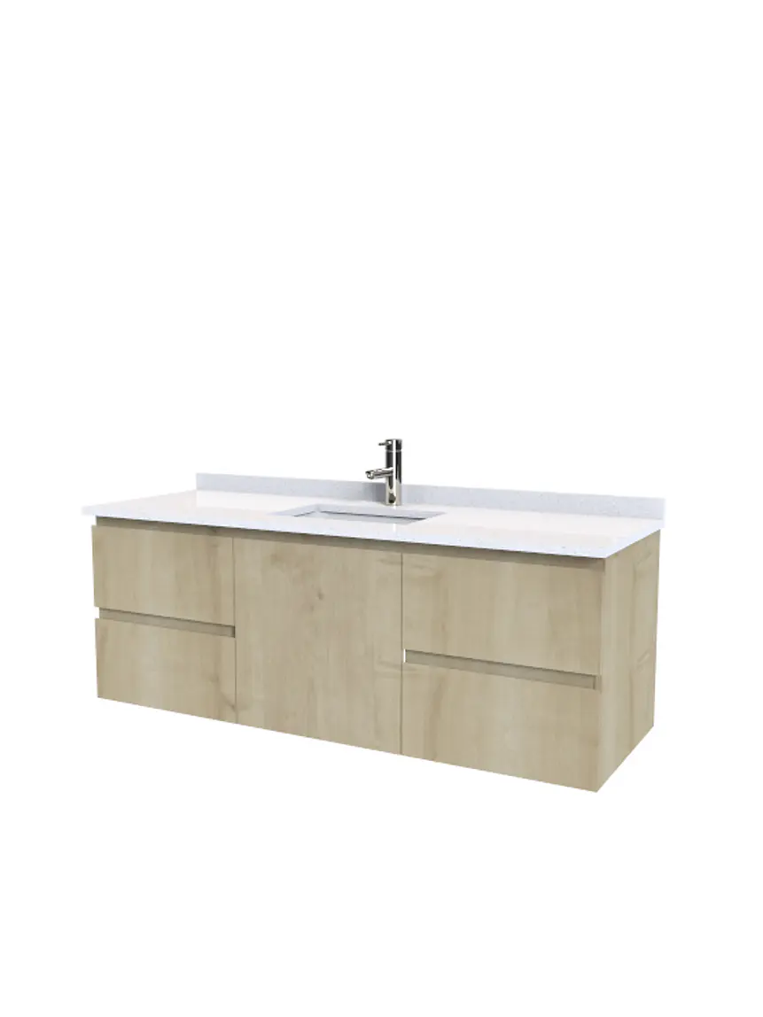 Mueble Vanitorio aereo simple de 160 cm M2-1603 / Roble Rustico 1