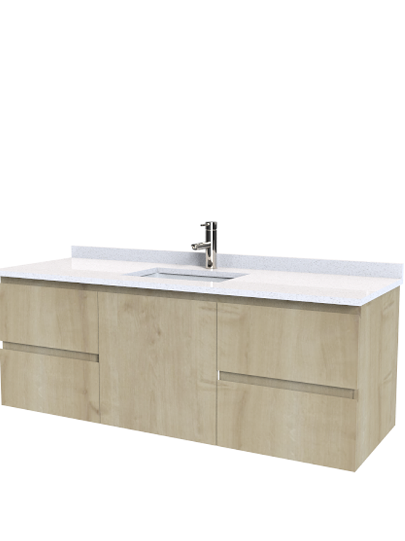 Mueble Vanitorio aereo simple de 160 cm M2-1603 / Roble Rustico 1