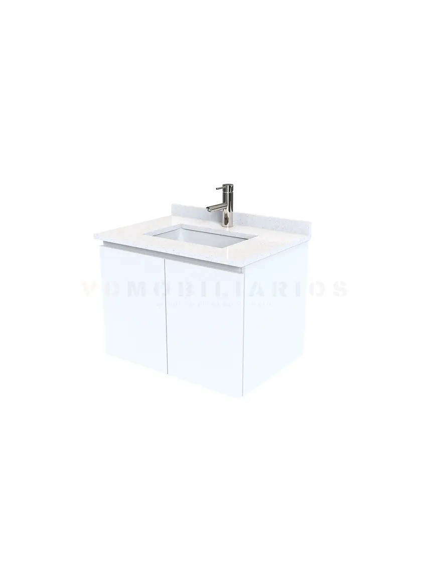 Mueble vanitorio aereo de 60 cm con cubierta de cuarzo / M0-638-A / Blanco 1