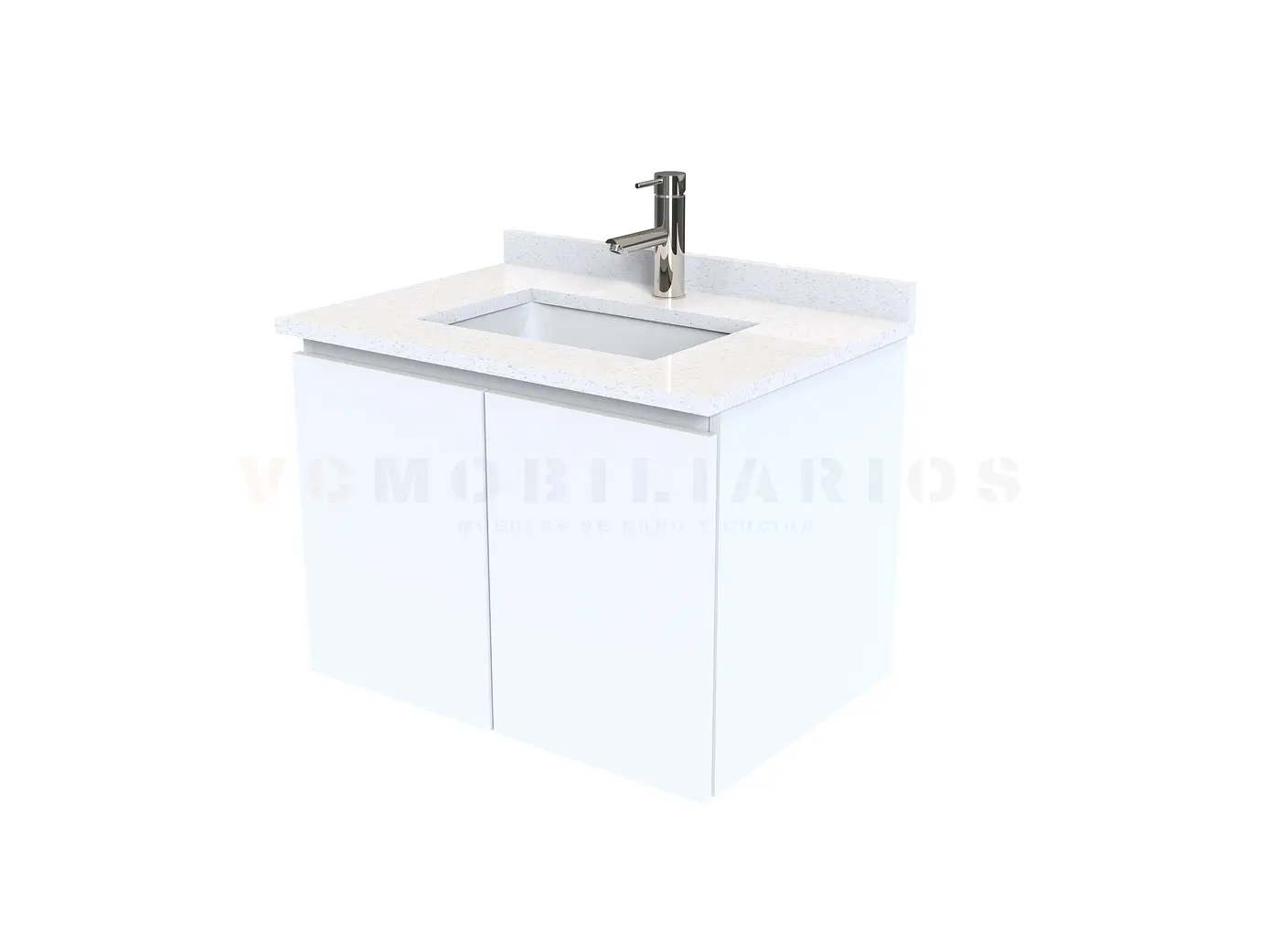 Mueble vanitorio aereo de 60 cm con cubierta de cuarzo / M0-638-A / Blanco 1