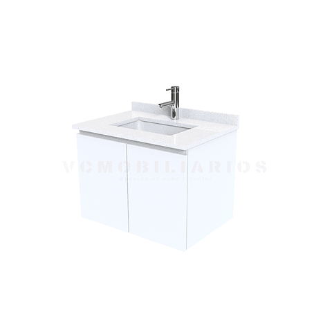 Mueble vanitorio aereo de 60 cm con cubierta de cuarzo / M0-638-A / Blanco