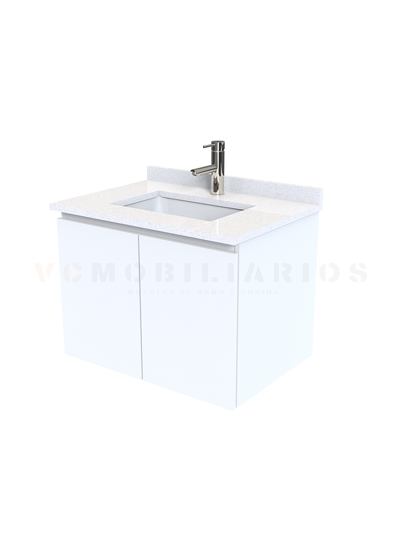 Mueble vanitorio aereo de 60 cm con cubierta de cuarzo / M0-638-A / Blanco 1