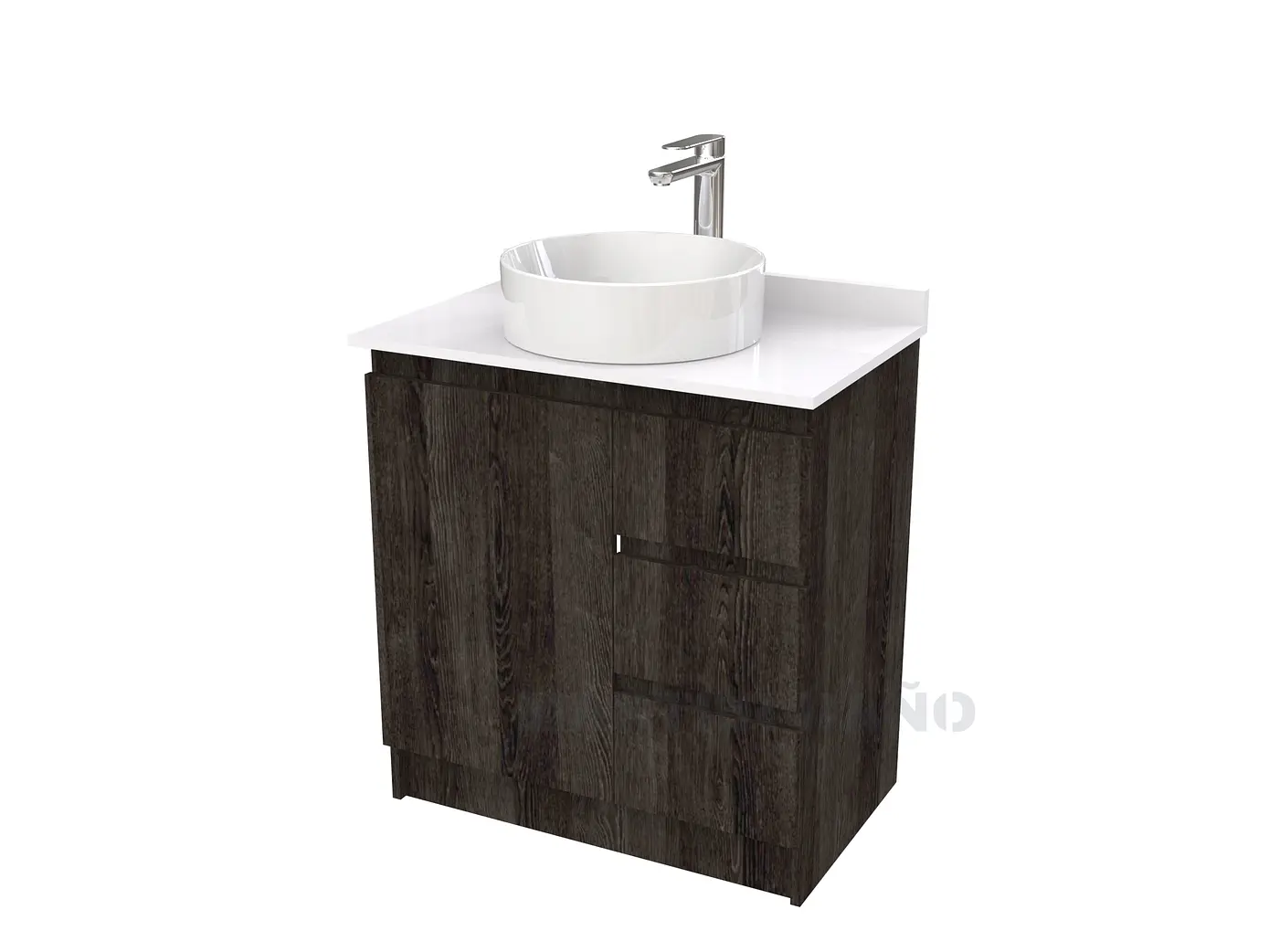 Mueble Vanitorio al piso para lavamanos sobreponer simple de 60 cm M2-630-SPA / Espresso 1