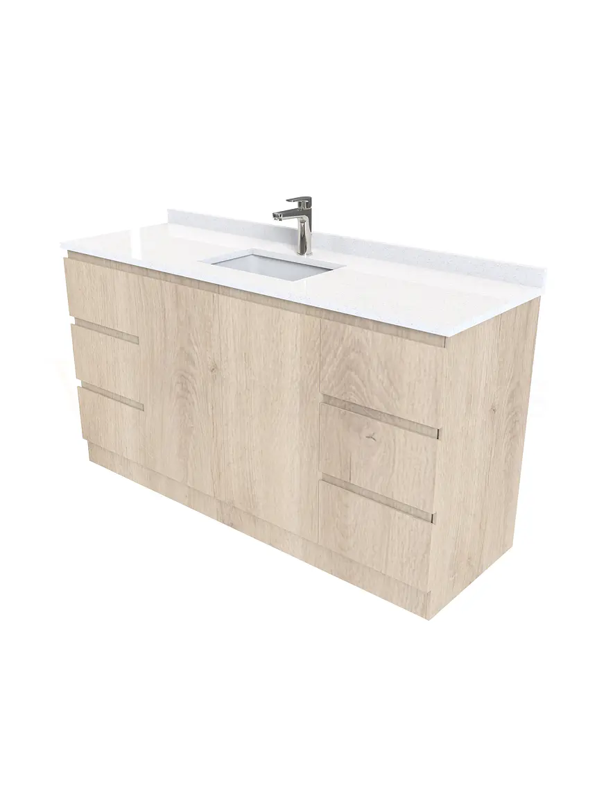 Mueble vanitorio al piso de 140 cm con cubierta de cuarzo M6-1438 /  Jerez 2