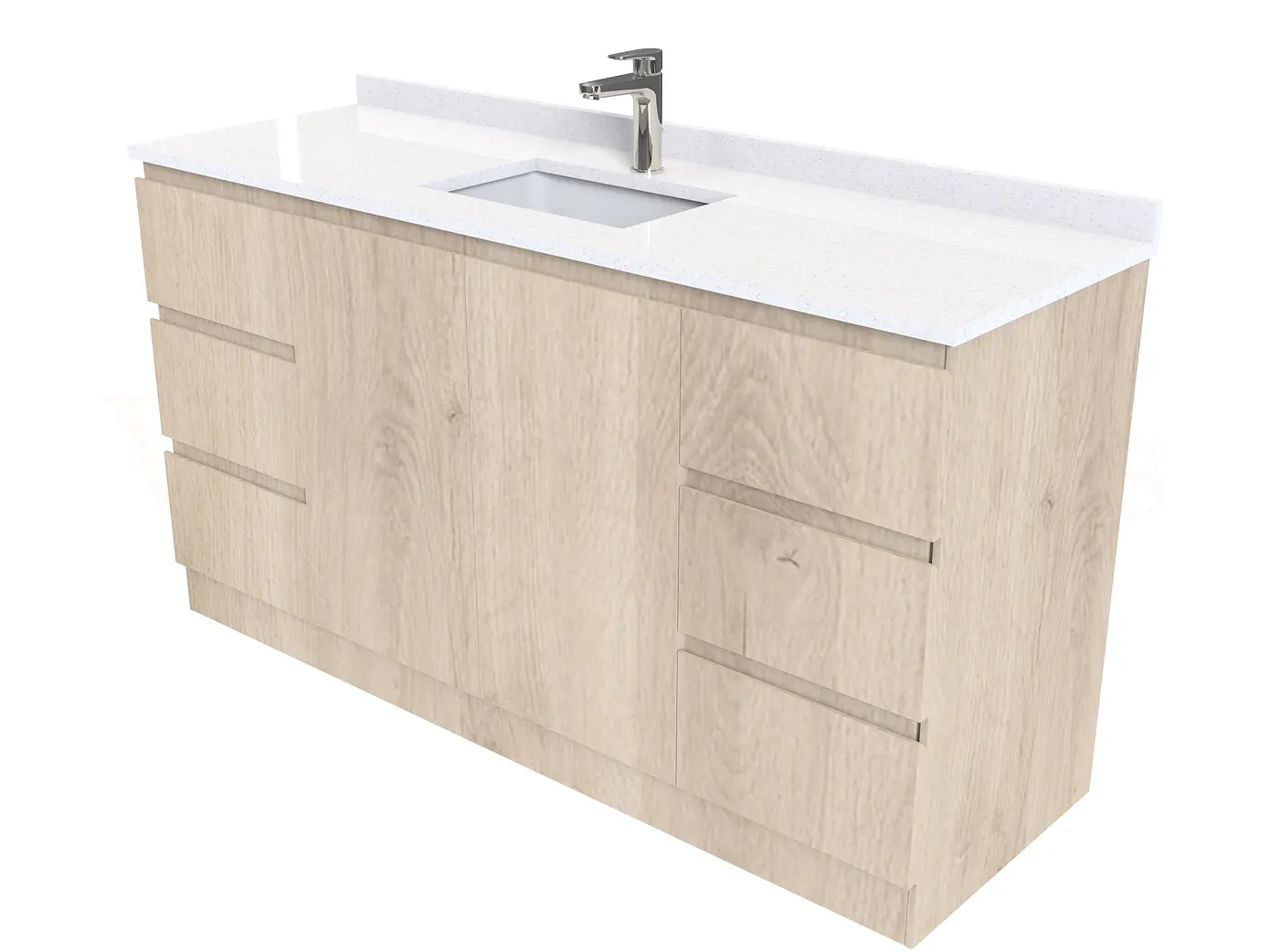 Mueble vanitorio al piso de 140 cm con cubierta de cuarzo M6-1438 /  Jerez 1