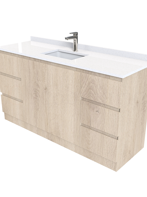 Mueble vanitorio al piso de 140 cm con cubierta de cuarzo M6-1438 /  Jerez 1