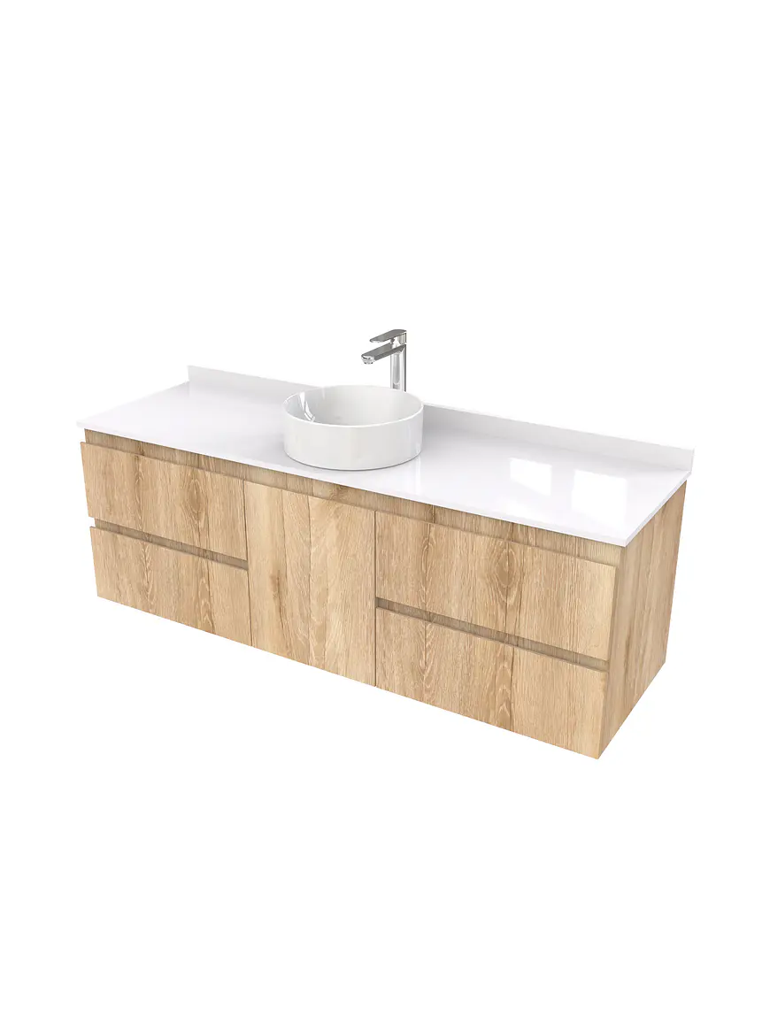 Mueble Vanitorio  aereo para lavamanos sobreponer simple de 150 cm M2-1530-SPA / Cava 1